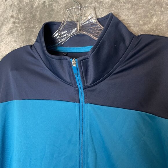 adidas Men Primegreen Colorblock Essentials UPF 1/4 Zip Pullover Stretch Blue L - Picture 5 of 13
